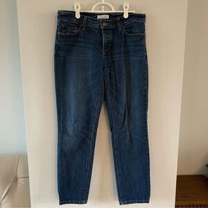 Boyfriend Jeans Size 27 4 LOFT Dark Wash Blue Denim Pants Button Fly 100% Cotton